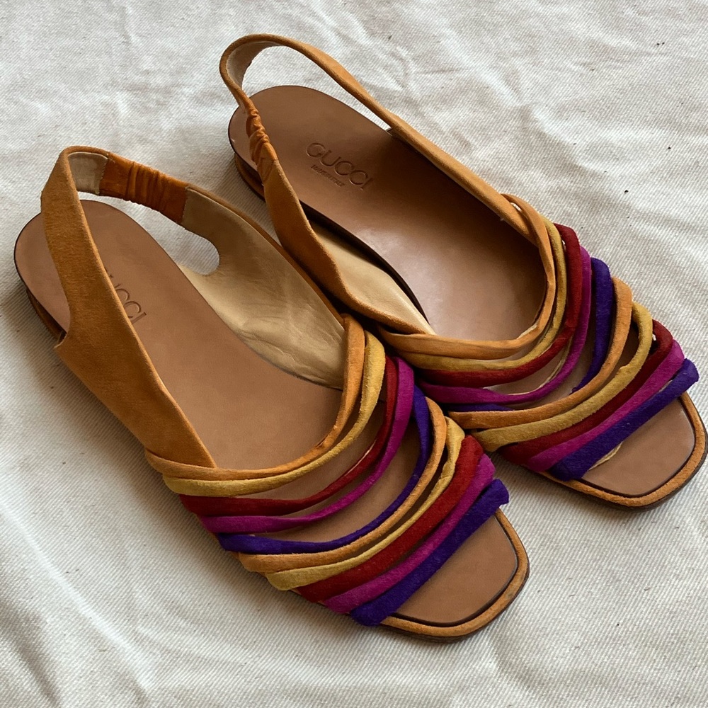 Vintage Gucci Multicolor Suede Sandals